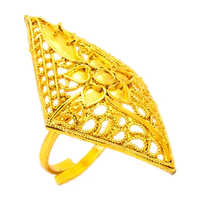 Gold Plated Imitation Ring - Brass, 4 Inch Size, Lightweight Design, Perfect For Party Occasions, Elegant Women's Jewelry