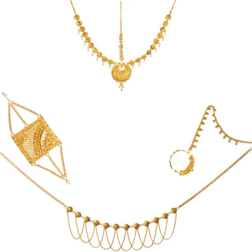 Bc 103 Bridal Combo Imitation Necklace Set - Color: Golden