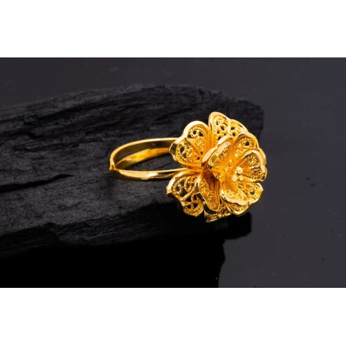 Party Wear Gold Ring - Size: 2 Inch