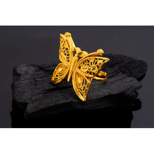 2 Inch Butterfly Wedding Gold Ring