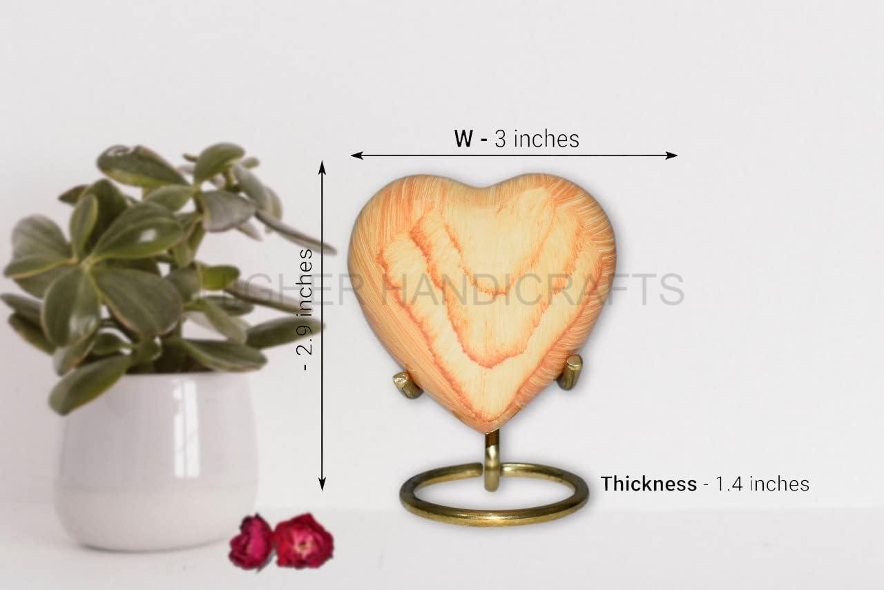 Wooden Finish Metal Heart Keepsake Cremation Urn , Mini Urn with Stand Funeral Urns Supplies