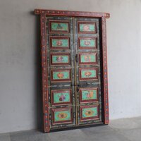 ANTIQUE TEAK WOODEN PAINTED DOOR