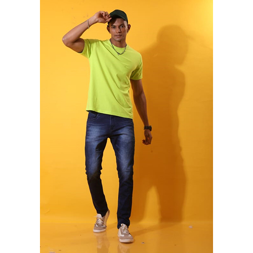 Mens Half Sleeves Green T-Shirt