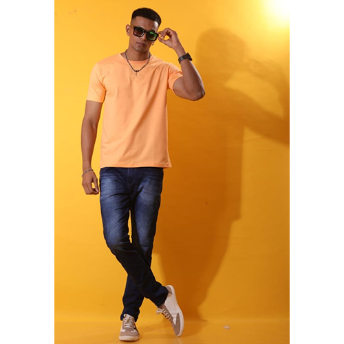 Mens Round Neck Cotton Solid T-Shirt