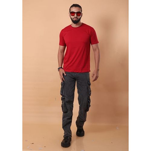 Mens Half Sleeves Red T-Shirt