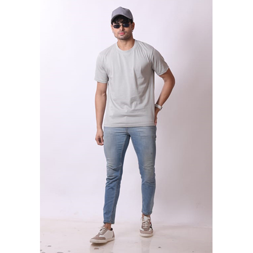 Mens Half Sleeves Grey T-Shirt