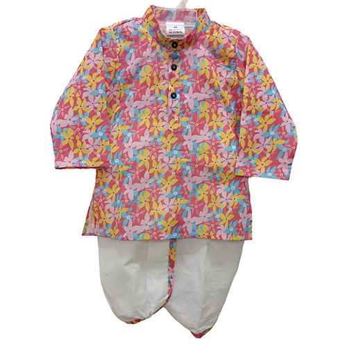 Kids Printed Casual Basic Dhoti Suit - Color: Multicolor