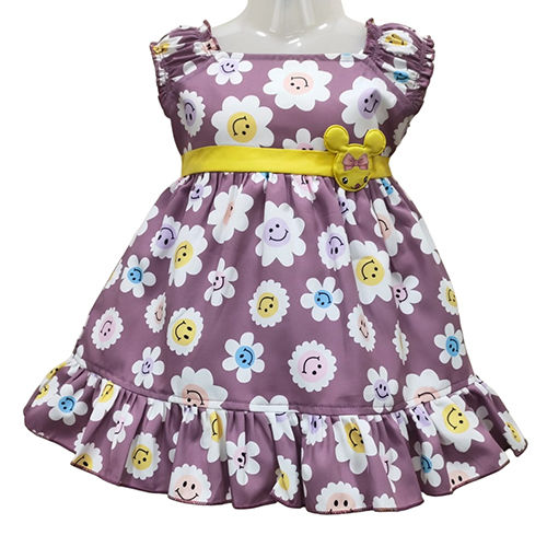 Kids Flower Printed Frock - Color: As Per Required