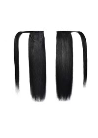 Natural Black Straight Temple Human Hair Ponytail Extensions