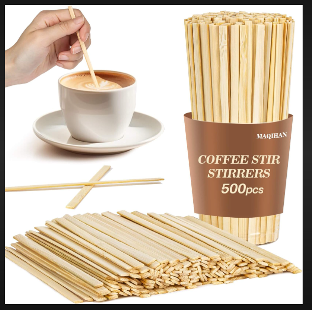 Wooden Stirrer 01 - Natural Wood, 10 Inches Long | Perfect for Mixing Wine and Cocktails, Eco-Friendly Design