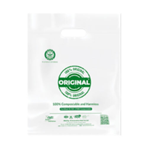 Compostable d-cut carry bag