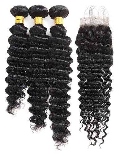 Steam Curly Human Hair Bundles With Matching Closure