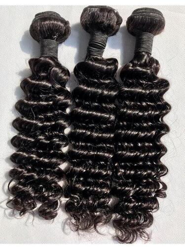 Black Steam Curly Human Hair Machine Weft Extensions