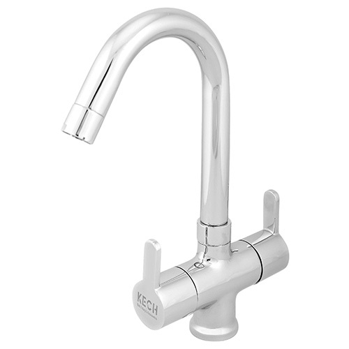 Center Hole Basin Faucet With 18-Inch Braided Hose - Color: Silver