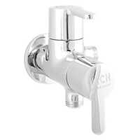 2 Way Angular Stop Cock With Flange - Color: Silver