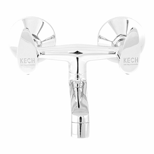 Brass Wall Mixer With Long Bend Pipe - Color: Silver