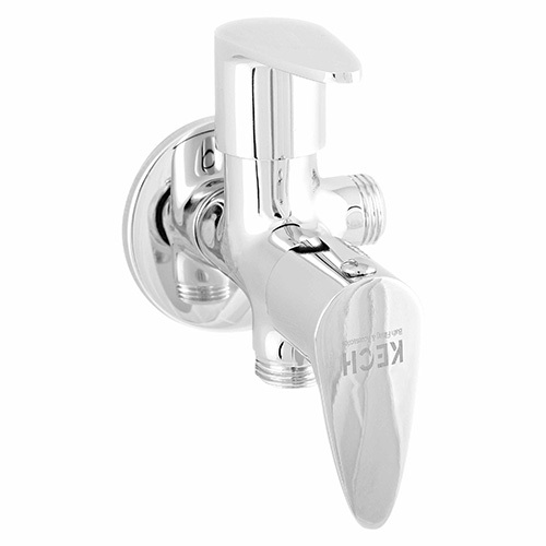 Brass 2 Way Angle Valve Chrome Finish - Color: Silver