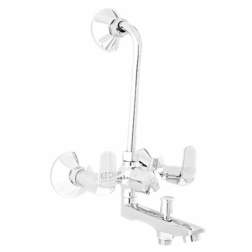3-In-1 Wall Mixer With Long L-Bend Pipe - Color: Silver