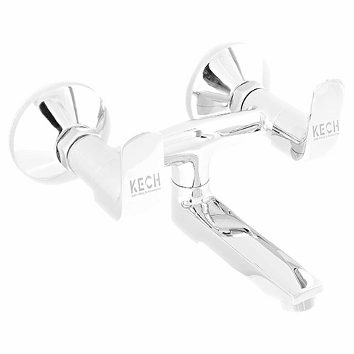 Glossy Silver Finish Stainless Steel Wall Mixer Non Telephonic - Size: Standard