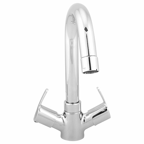 Stainless Steel Center Hole Basin Mixer With Pipe - Color: Silver