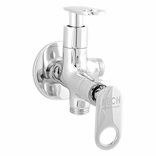 Brass 2 Way Bib Cock With Flange - Color: Silver