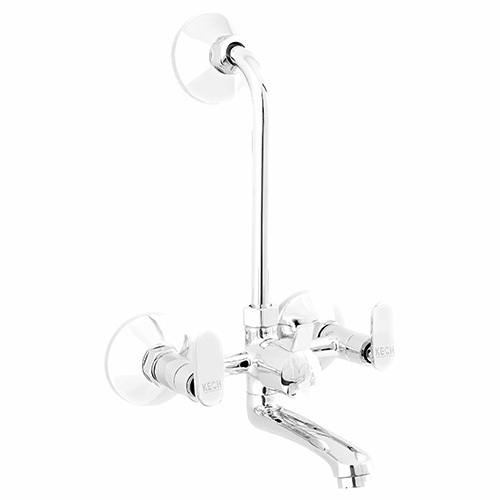 Glossy Silver Wall Mixer with Bend Pipe