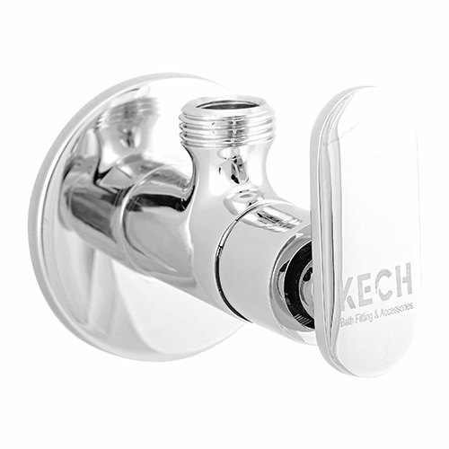 Plumbing Fitting Brass Angle Valve With Wall Flange - Color: Silver