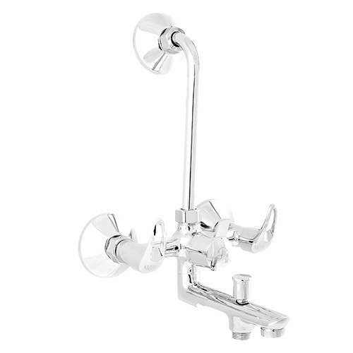 Bathroom Wall Mixer 3-In-1 With L Bend Pipe - Color: Silver