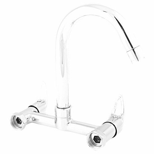 Wall-Mounted Sink Mixer With A Swinging Spout - Color: Silver