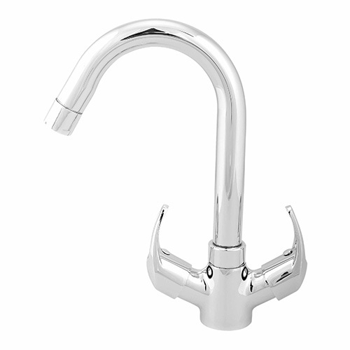 Silver Finish Center Hole Basin Mixer Faucet - Finish: Glossy