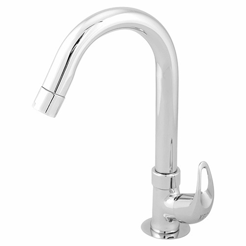Stainless Steel Swan Neck Tap With Swing Spout - Color: Silver