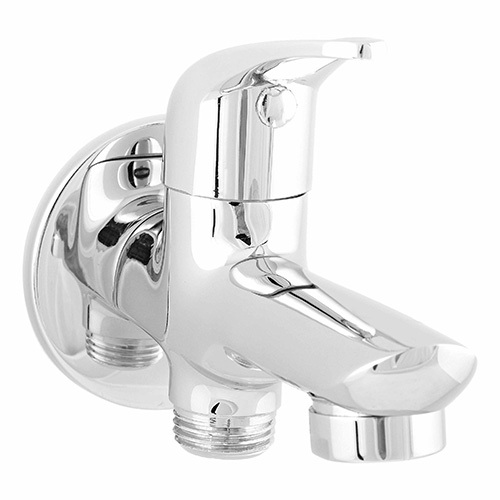 Stainless Steel 2 Way Bib Cock With Flange - Color: Silver