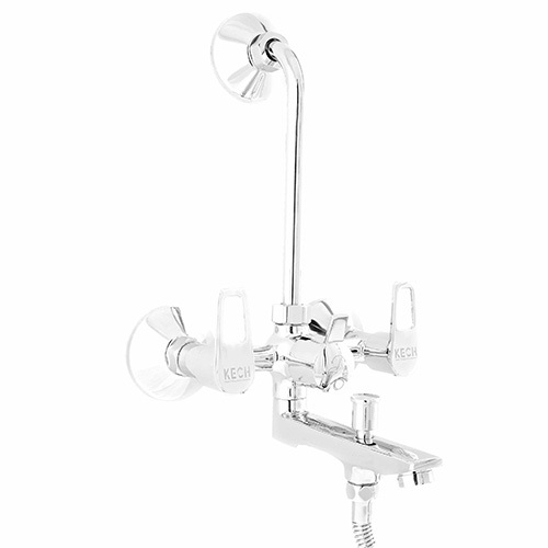 Wall Mixer Faucet 3-In-1 With Long L Bend - Color: Silver