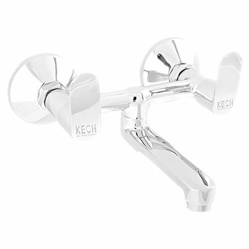 Silver Finish Standard Size Wall Mixer - Finish: Glossy