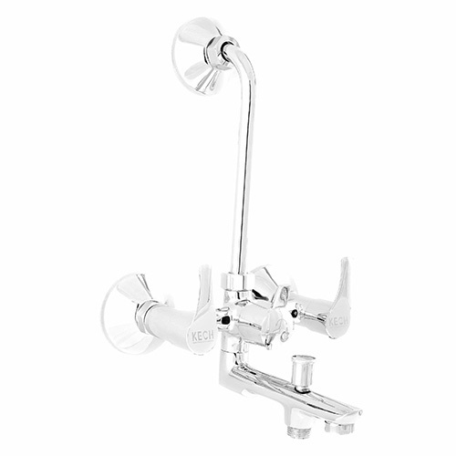 3 Way Wall Mixer With Long L Bend Pipe - Color: Silver