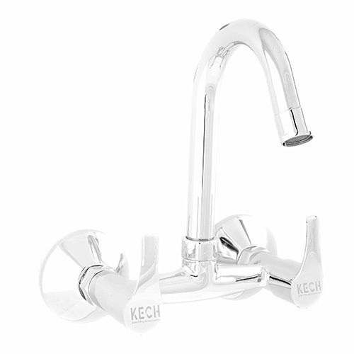 Stainless Steel Wall Mounted Sink Mixer - Color: Silver