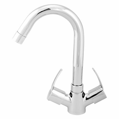 Center Holl Basin Mixer With 18 Braided Pipe - Color: Silver