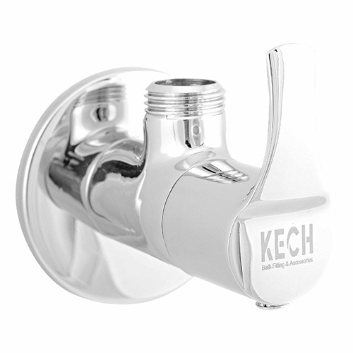 Silver Plated Angular Stop Cock With Flange - Finish: Glossy