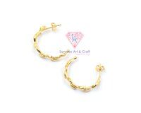 Fashionable Brass Leaf Design 18K Gold Plated Stud Earring