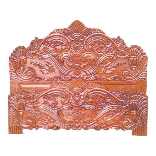 Engraved Wooden Headboard - Color: Brown