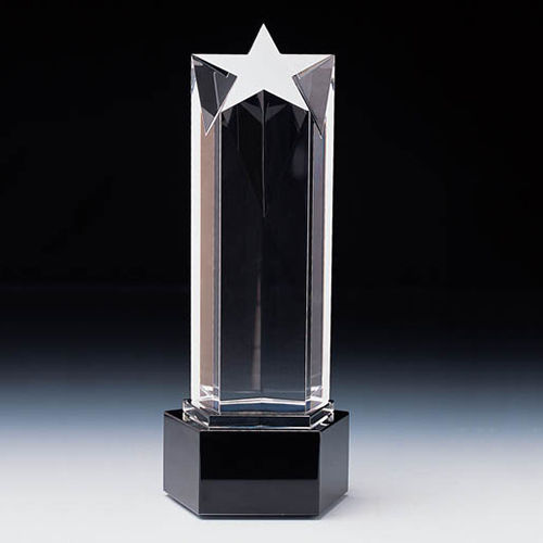 Transparent Glass Crystal Trophy - Style: Artificial