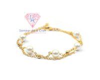 18K Gold Filled Pearl Handmade Adjustable Beaded Rosary Chain Bracelet