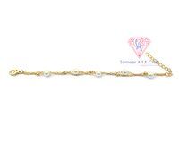 18K Gold Filled Pearl Handmade Adjustable Beaded Rosary Chain Bracelet