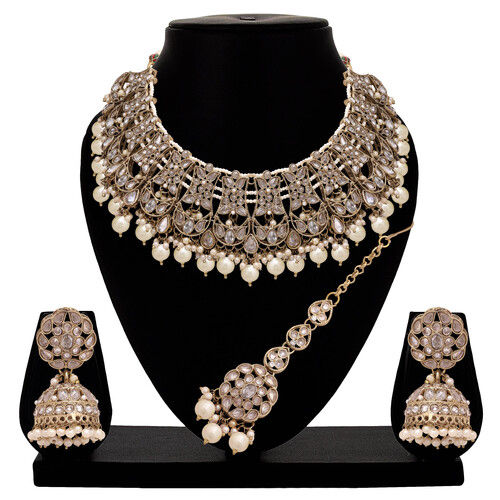 Floral Necklace| Floral Jewelry Set| Bridal reverse ad necklace | Kundan Floral Necklace | Pearl Choker |Designer Necklace