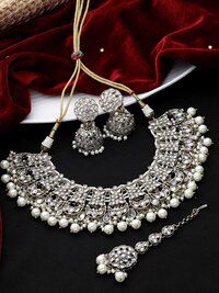 Floral Necklace| Floral Jewelry Set| Bridal reverse ad necklace | Kundan Floral Necklace | Pearl Choker |Designer Necklace