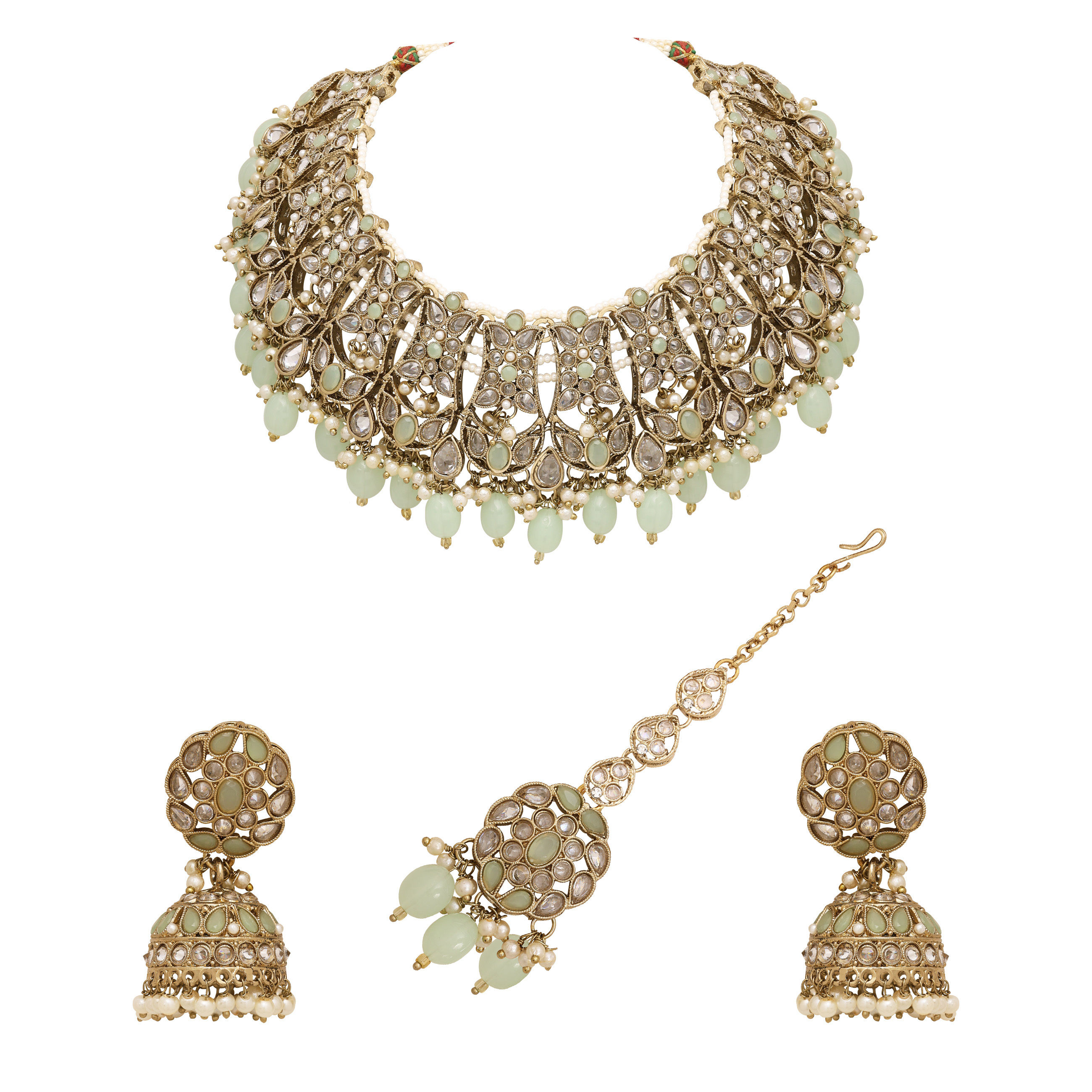 Floral Necklace| Floral Jewelry Set| Bridal reverse ad necklace| Kundan Floral Necklace | Pearl Choker |Designer Necklace.