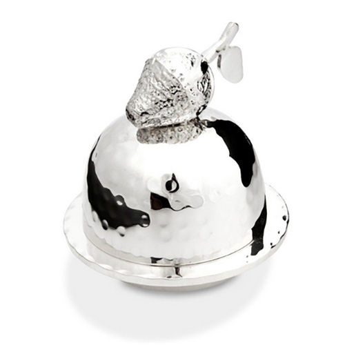 Wipl-Hdot 03 Strawberry Hammered Butter Dish - Color: Silver