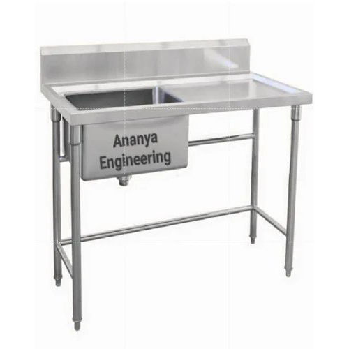 Stainless Steel Table With Sink - Color: Silver