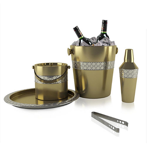 Wipl-Ed 11 Golden Color 5 Pc Bar Set - Color: Silver