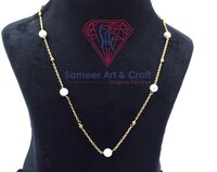 18k Gold Plated Pearl Handmade Beaded Chain Necklace